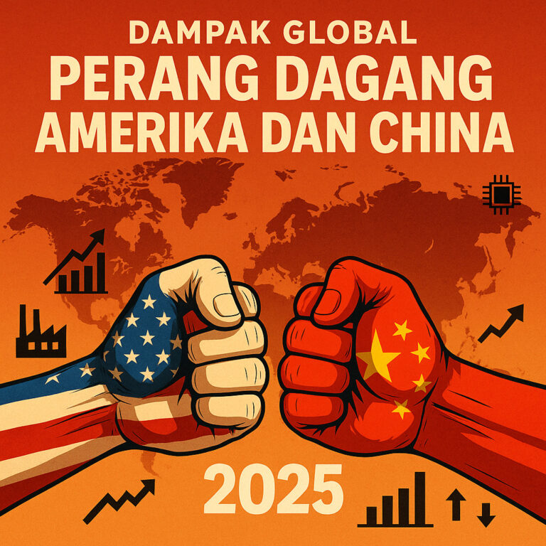 Ilustrasi konflik dagang Amerika dan China tahun 2025