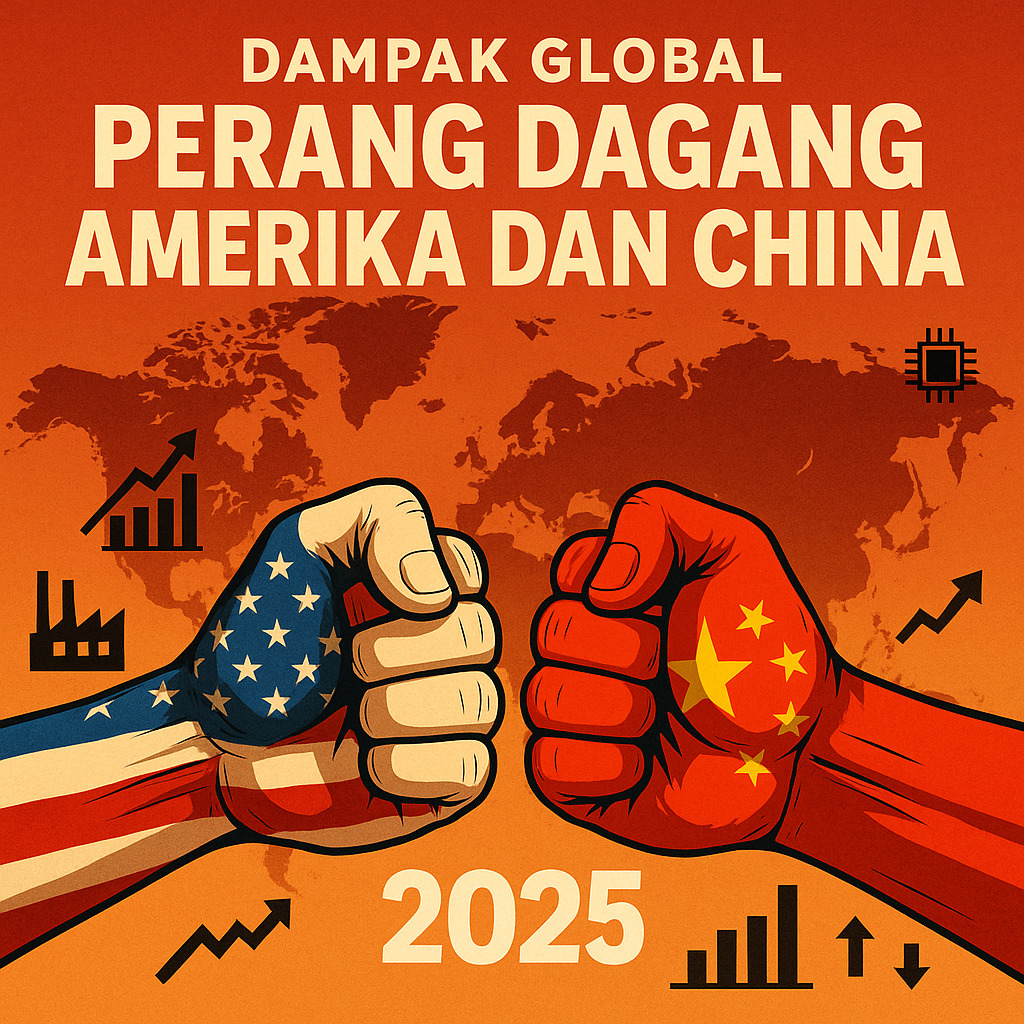 Ilustrasi konflik dagang Amerika dan China tahun 2025