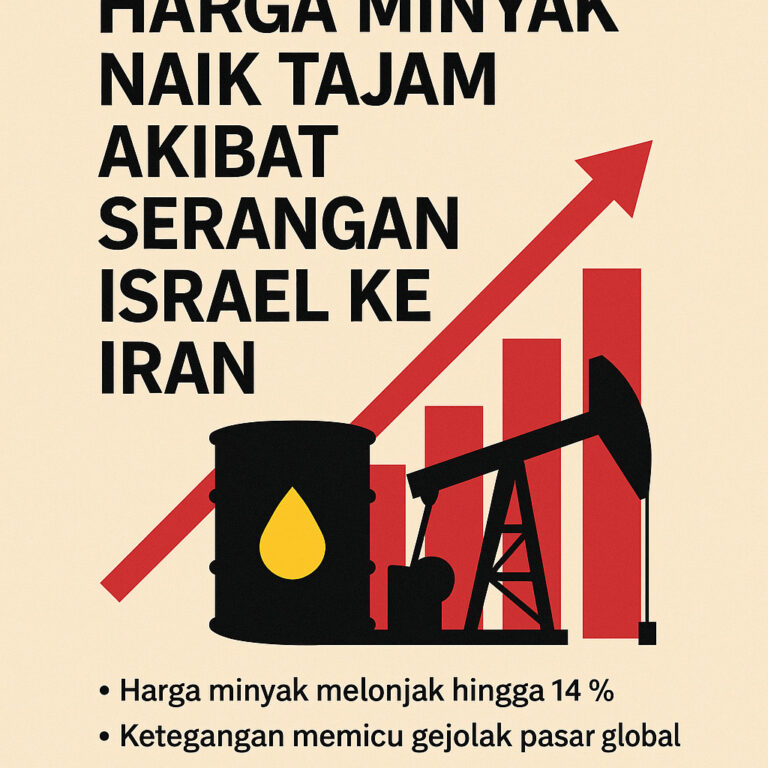 Infografik lonjakan harga minyak usai serangan Israel ke Iran.