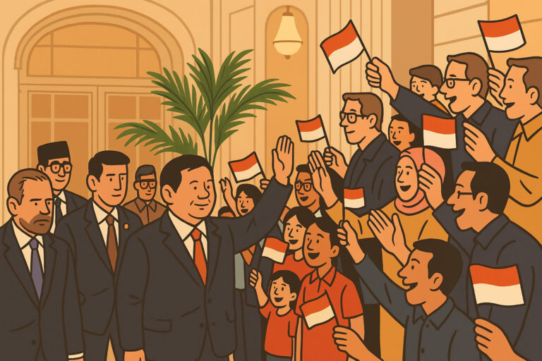 Prabowo disambut hangat diaspora Indonesia di Brussel.