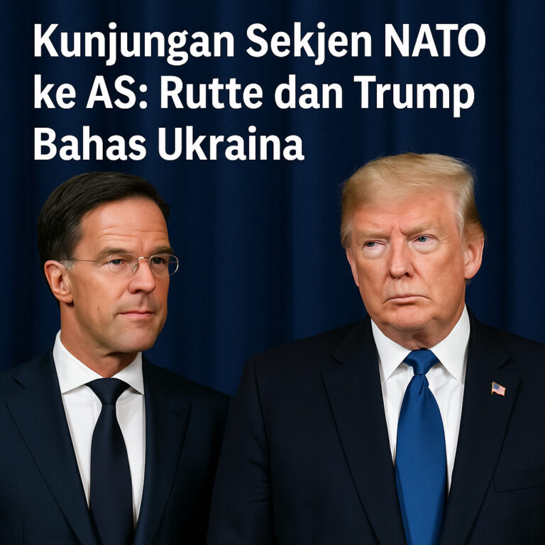 Sekjen NATO Mark Rutte dan Presiden AS Donald Trump berdiri berdampingan